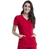 WW601 Workwear Revolution Curved V-Neck Top with Mesh Panels by Cherokee