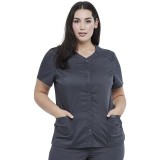 WW622 Workwear Revolution Snap Front V-Neck Top by Cherokee