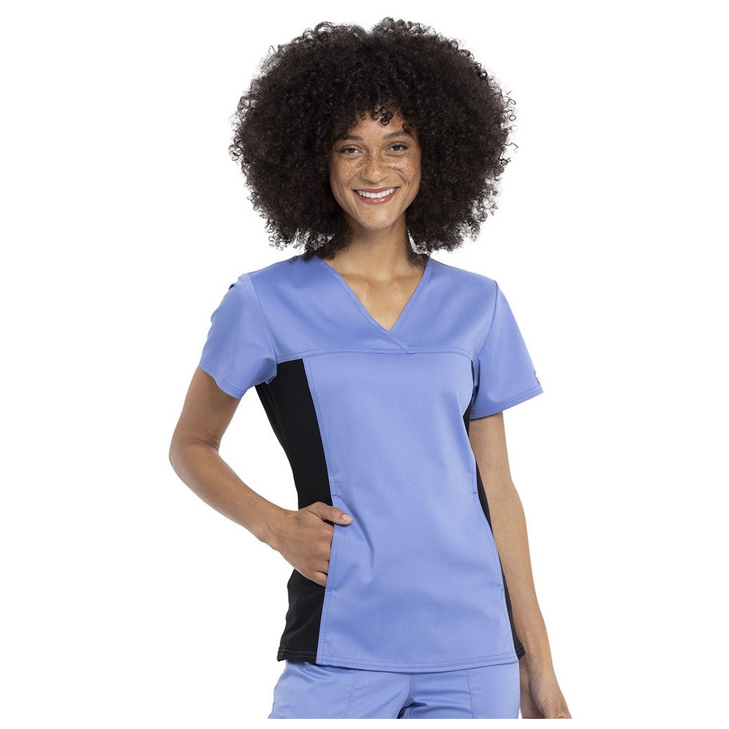 WW2875 Workwear Revolution Flexi Panel V-Neck Top with Kangaroo Pocket by Cherokee