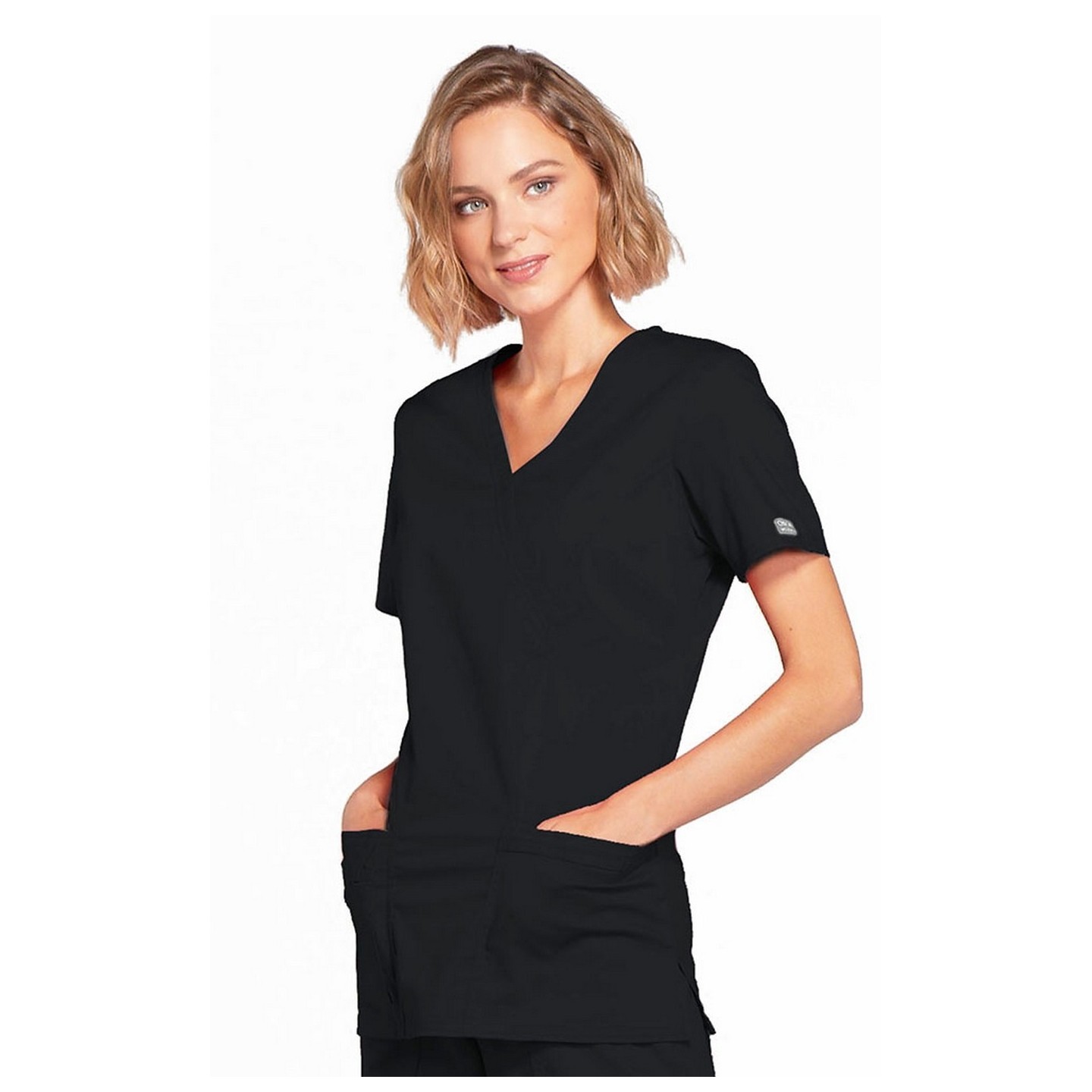 4728 Workwear Core Stretch Mock Wrap Top with 3 Pockets by Cherokee
