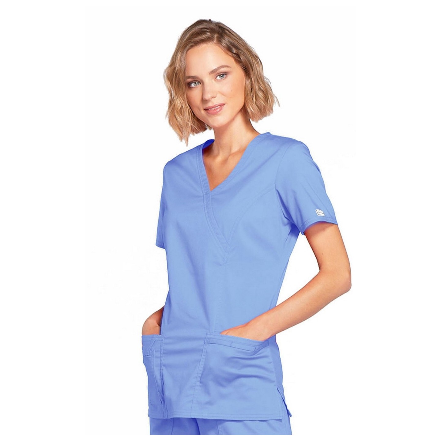 4728 Workwear Core Stretch Mock Wrap Top with 3 Pockets by Cherokee