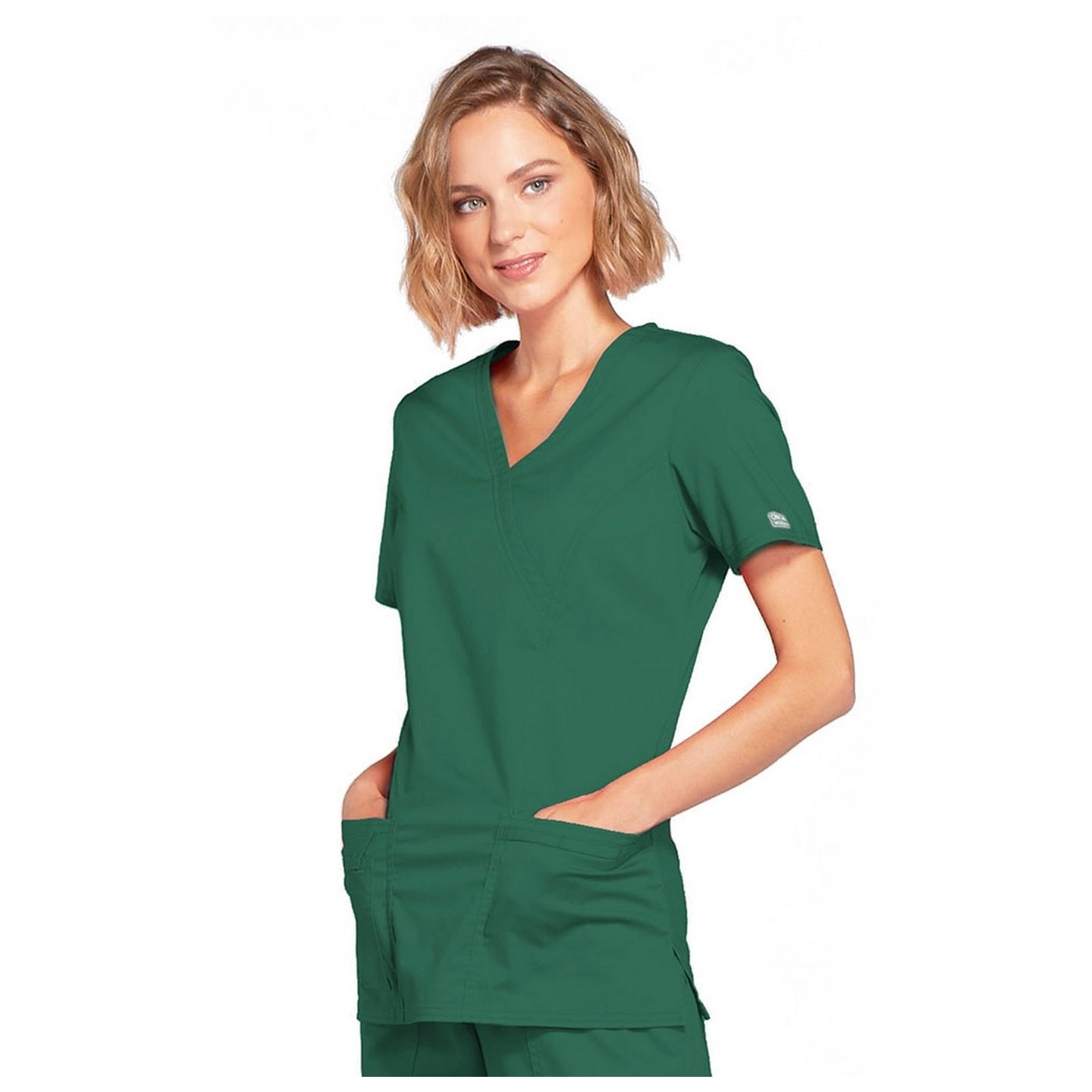 4728 Workwear Core Stretch Mock Wrap Top with 3 Pockets by Cherokee