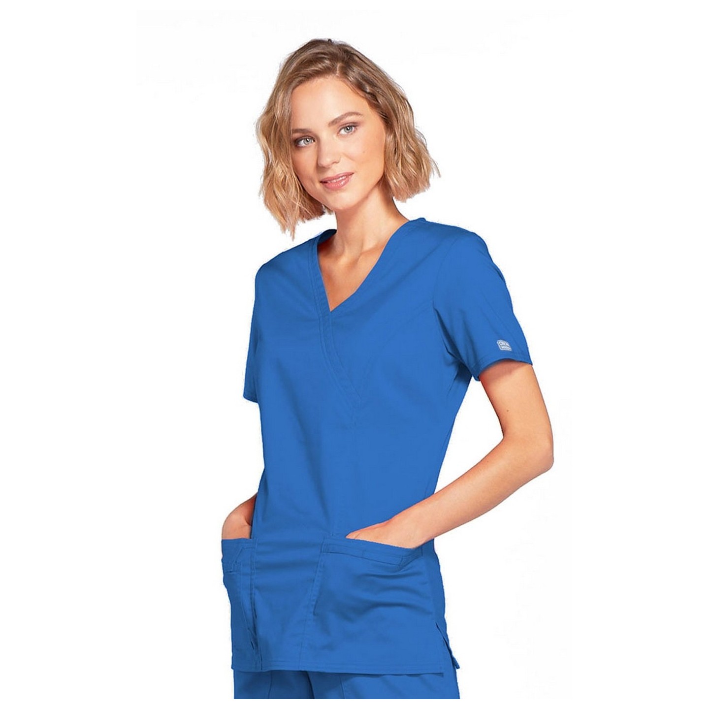 4728 Workwear Core Stretch Mock Wrap Top with 3 Pockets by Cherokee