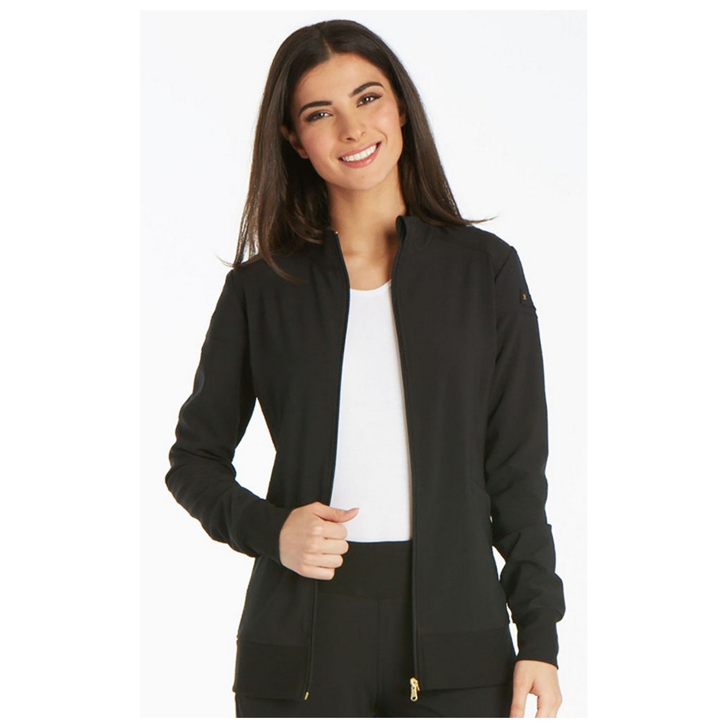 CK303 iFlex Zip Front Jacket with Knit Panels by Cherokee