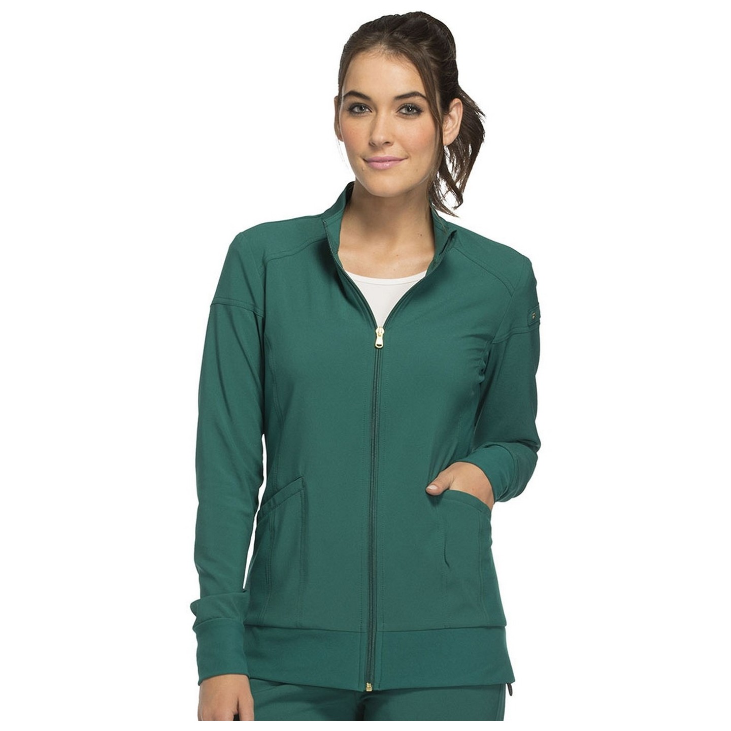 CK303 iFlex Zip Front Jacket with Knit Panels by Cherokee