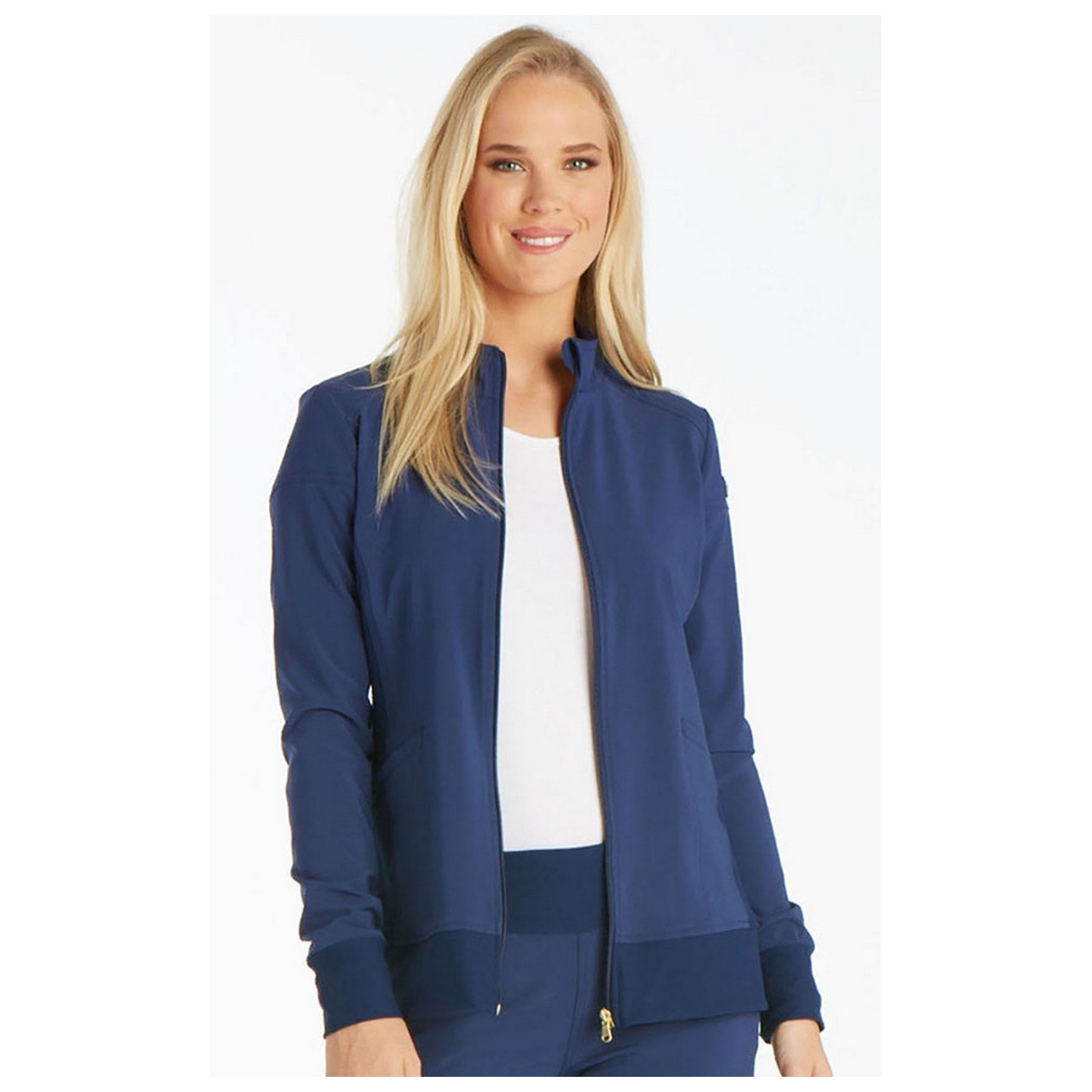CK303 iFlex Zip Front Jacket with Knit Panels by Cherokee