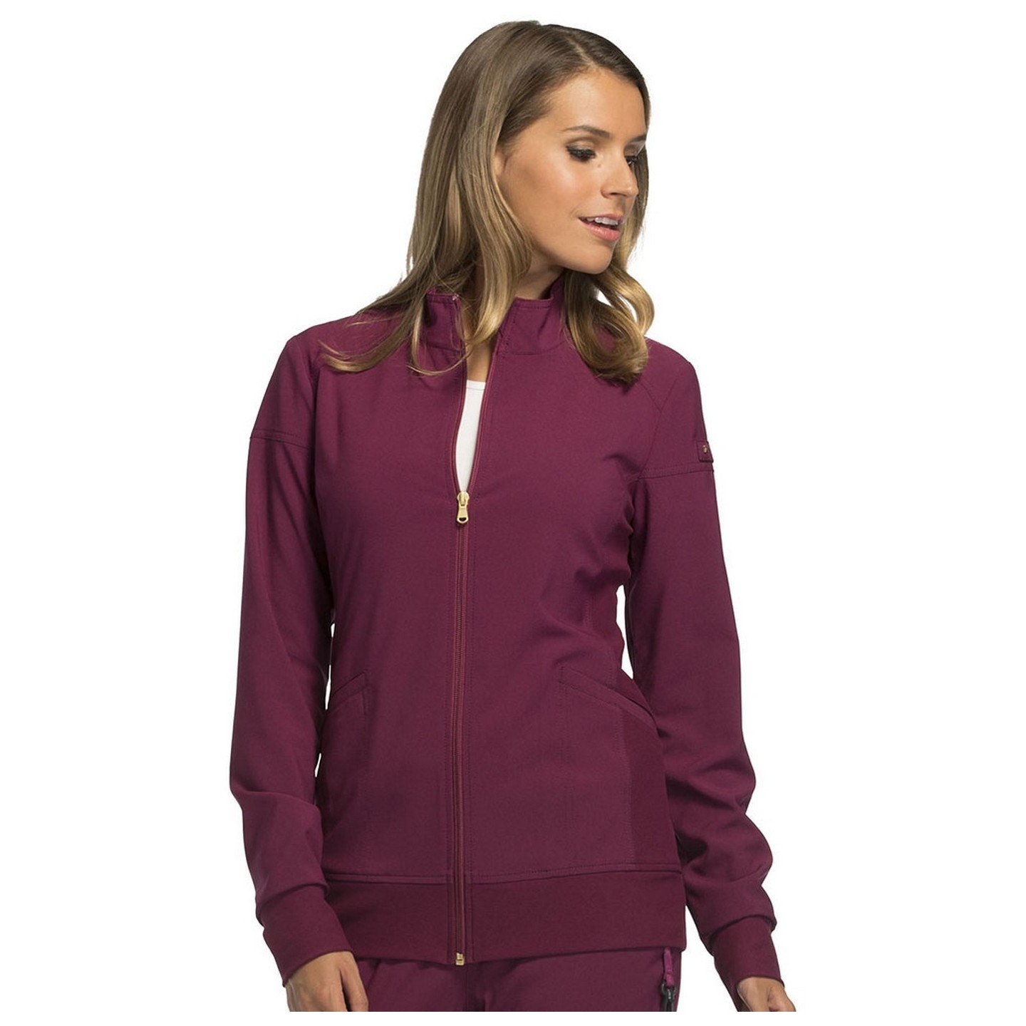 CK303 iFlex Zip Front Jacket with Knit Panels by Cherokee