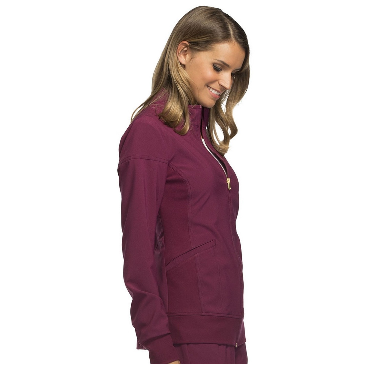 CK303 iFlex Zip Front Jacket with Knit Panels by Cherokee