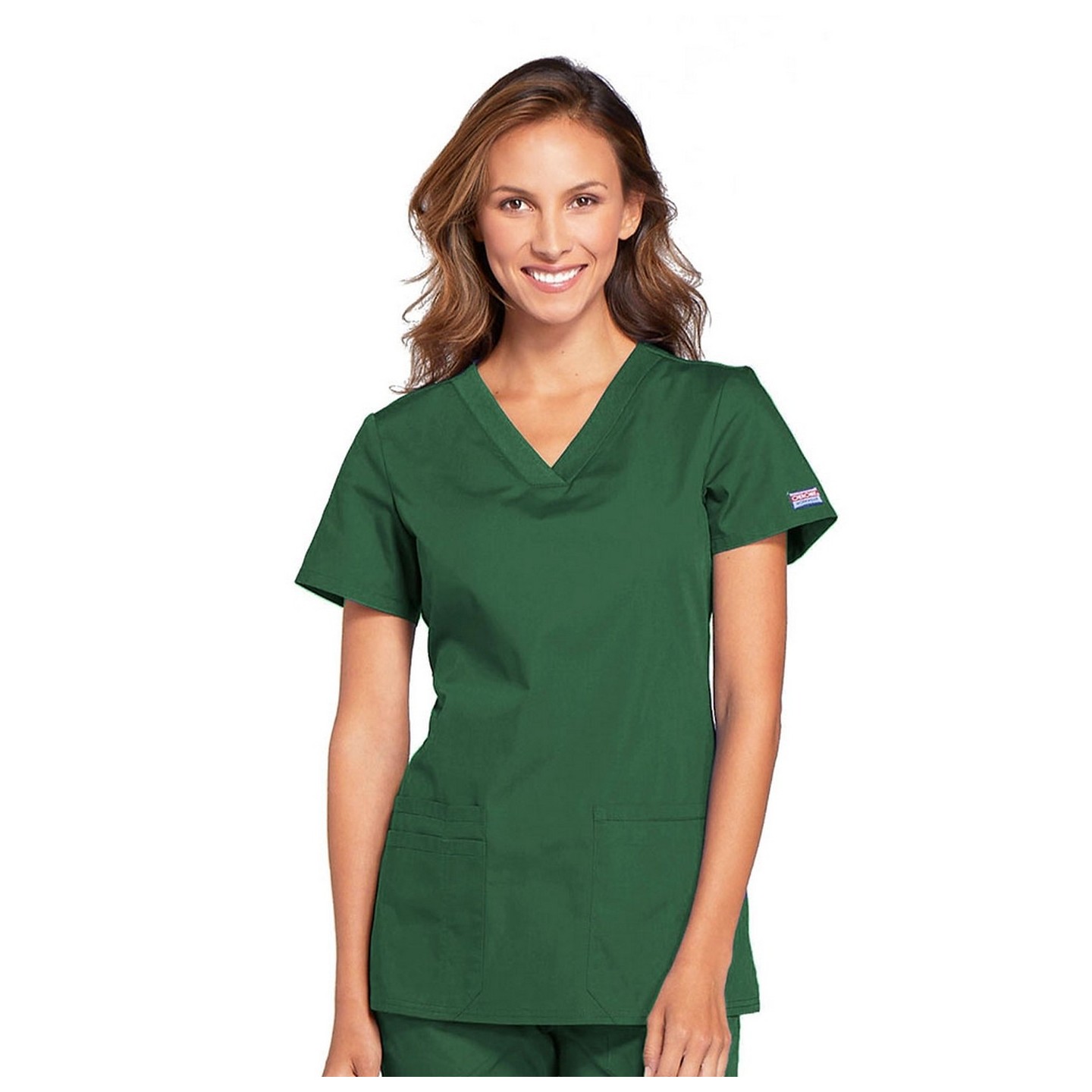 WW645 Workwear Originals V-Neck Top with Knit Panels by Cherokee