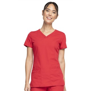 WW645 Workwear Originals V-Neck Top with Knit Panels by Cherokee