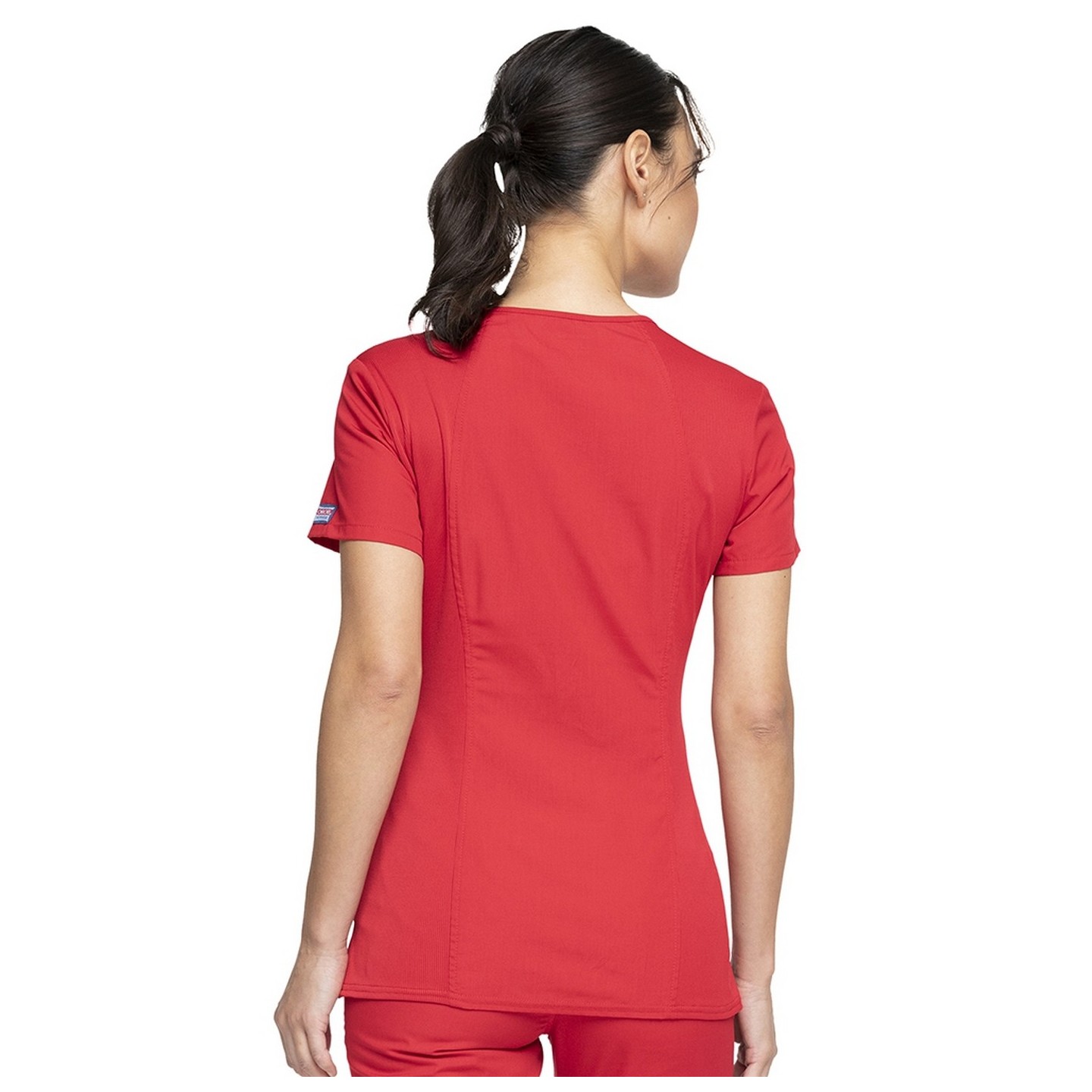 WW645 Workwear Originals V-Neck Top with Knit Panels by Cherokee