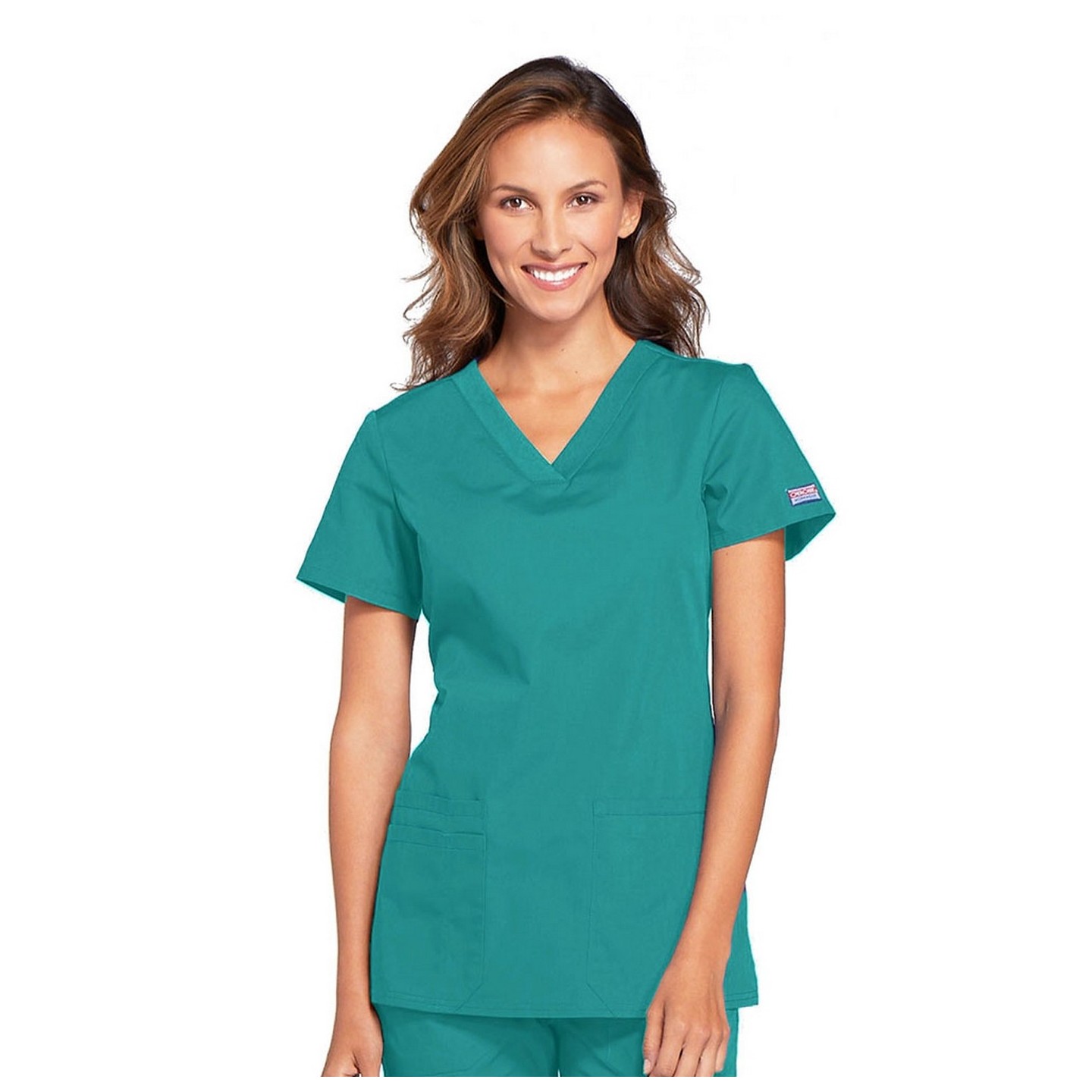 WW645 Workwear Originals V-Neck Top with Knit Panels by Cherokee