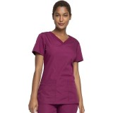 WW645 Workwear Originals V-Neck Top with Knit Panels by Cherokee