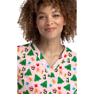 9810 Maevn Haut à Col en V Imprimé pour Femmes - Holiday Party