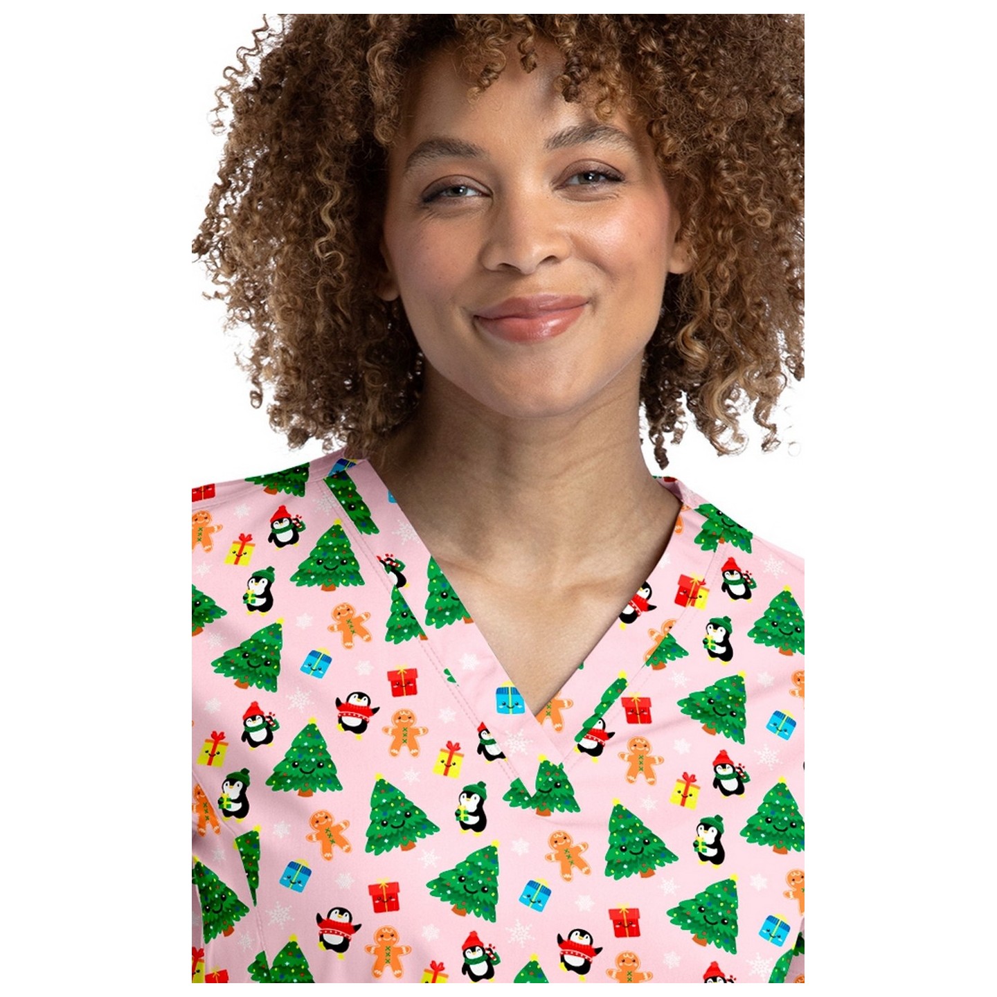 9810 Maevn Women's Printed V-Neck Top - Holiday Party
