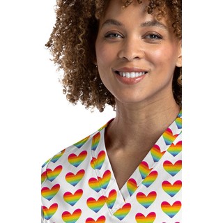 9810 Maevn Women's Printed V-Neck Top - Peace Love and Rainbows