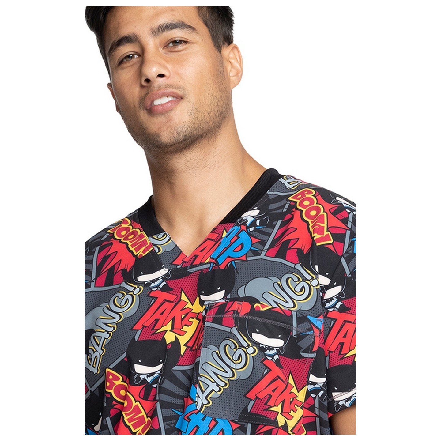 TF725 Tooniforms Men's 3 Pocket V-Neck Print Top with Rib Knit Neckband by Cherokee Uniforms - Zap