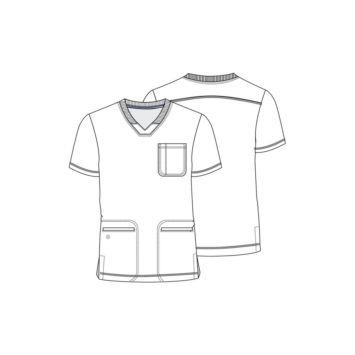 TF725 Tooniforms Men's 3 Pocket V-Neck Print Top with Rib Knit Neckband by Cherokee Uniforms - Zap