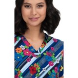 F100PR French Bull by Koi Modern Classic Lulu Print Top - Calypso