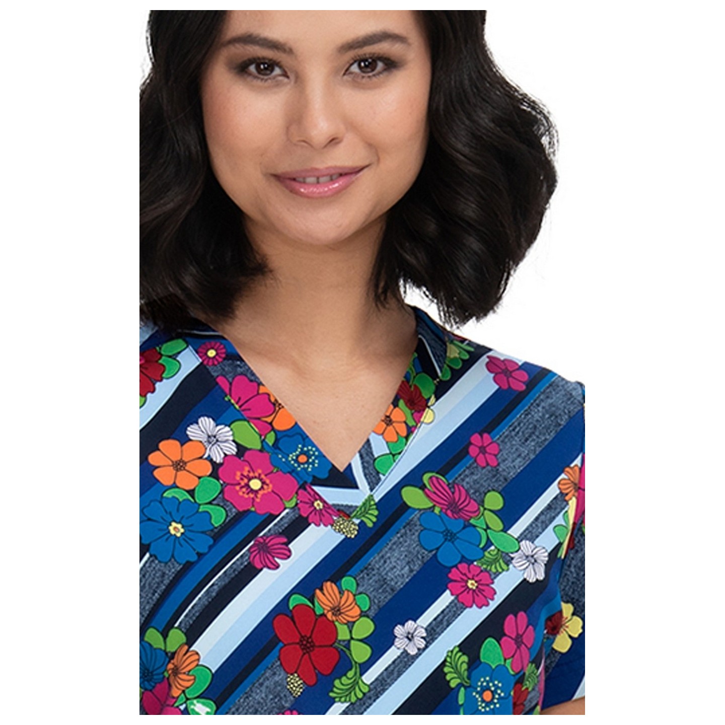 F100PR French Bull by Koi Modern Classic Lulu Print Top - Calypso