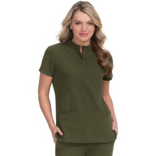 1081 koi Next Gen Driven Mandarin Collar Top