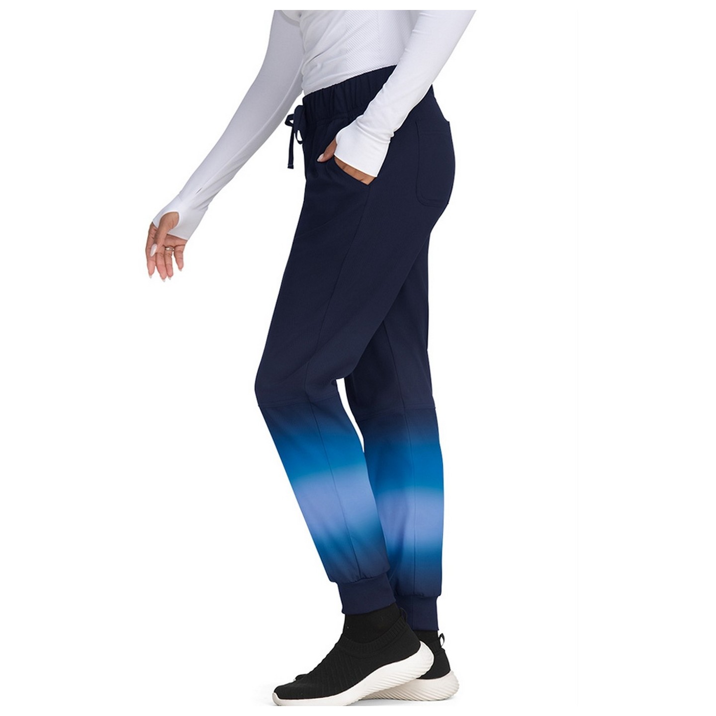 758 koi Lite 5 Pocket Gradient Print Jogger Pant - True Ceil/Navy Ombre