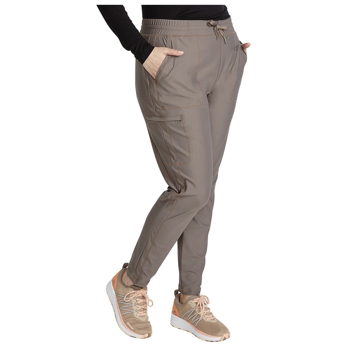 CK095P Petite Mid Rise Tapered Leg Drawstring Pant - Cherokee Form