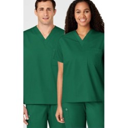 100 WORK Unisex V-Neck Top with Chest Pocket by WINK