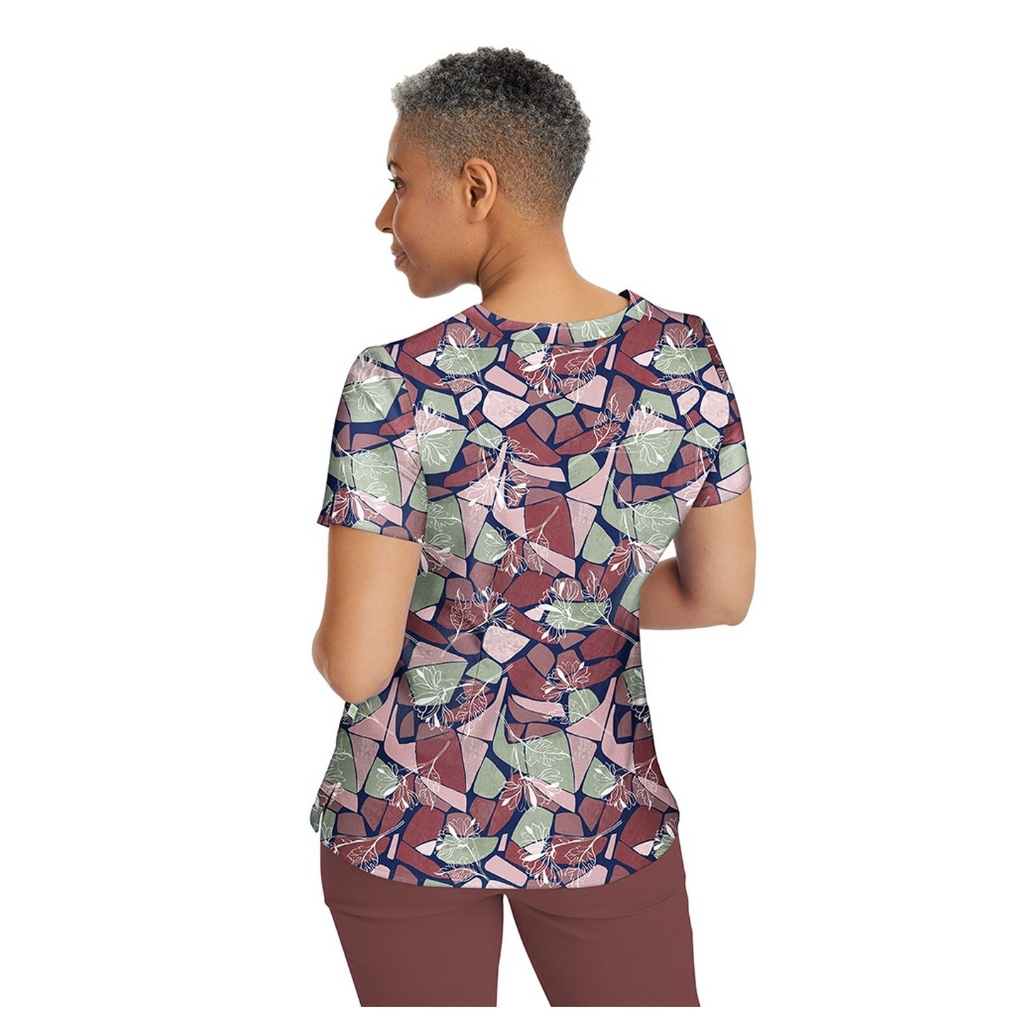 2266 Healing Hands Amanda Grosgrain Ribbon V-Neck Print Top - Free Flow