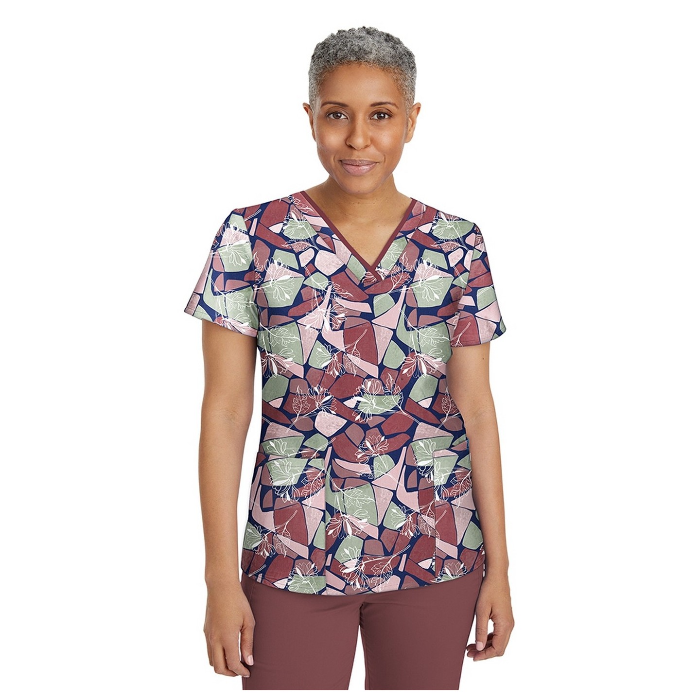 2266 Healing Hands Amanda Haut Imprimer a Col en V avec Ruban Grosgrain - Free Flow