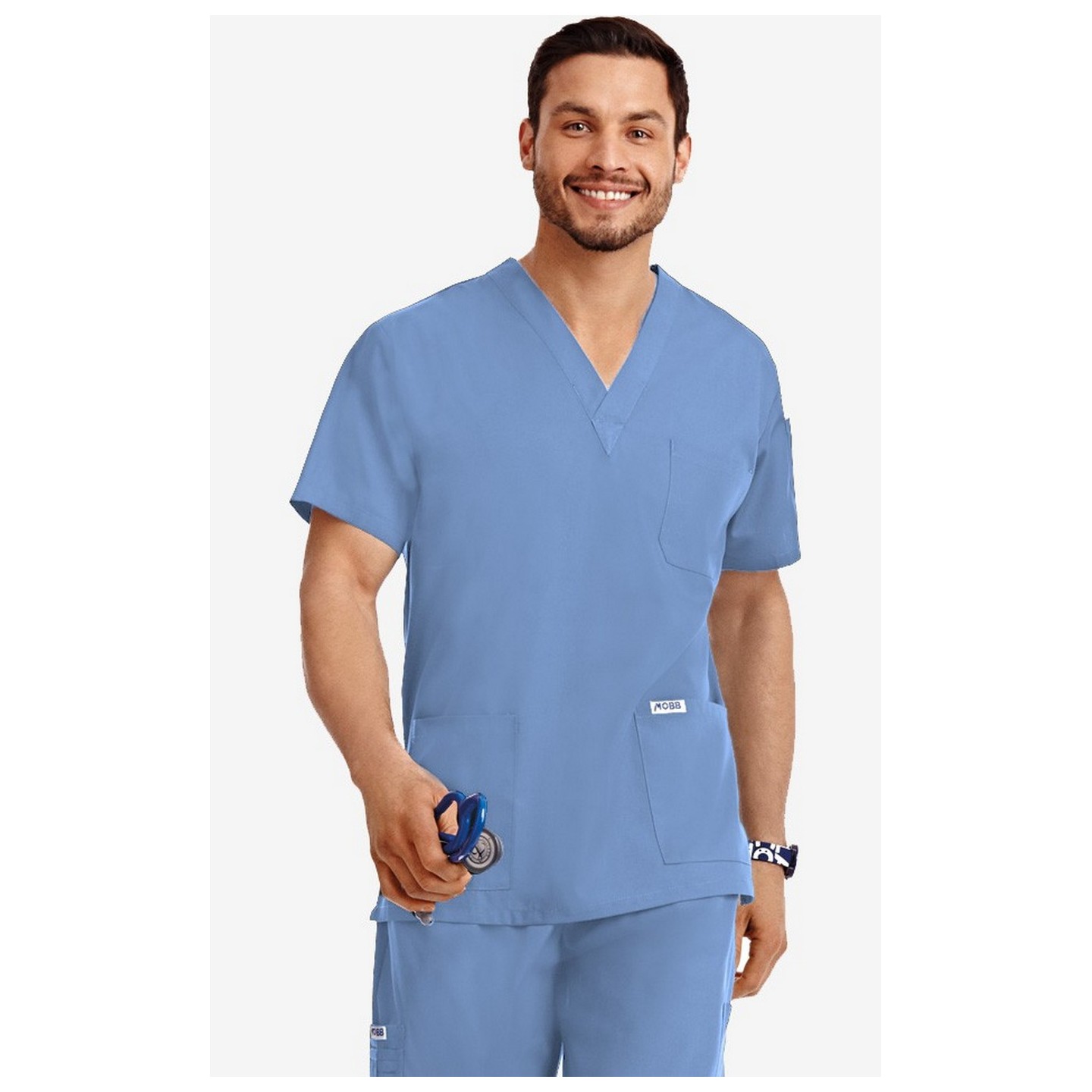 *FINAL SALE CEIL BLUE 310T-Petite MOBB Classic Unisex 3 Pocket Scrub Top