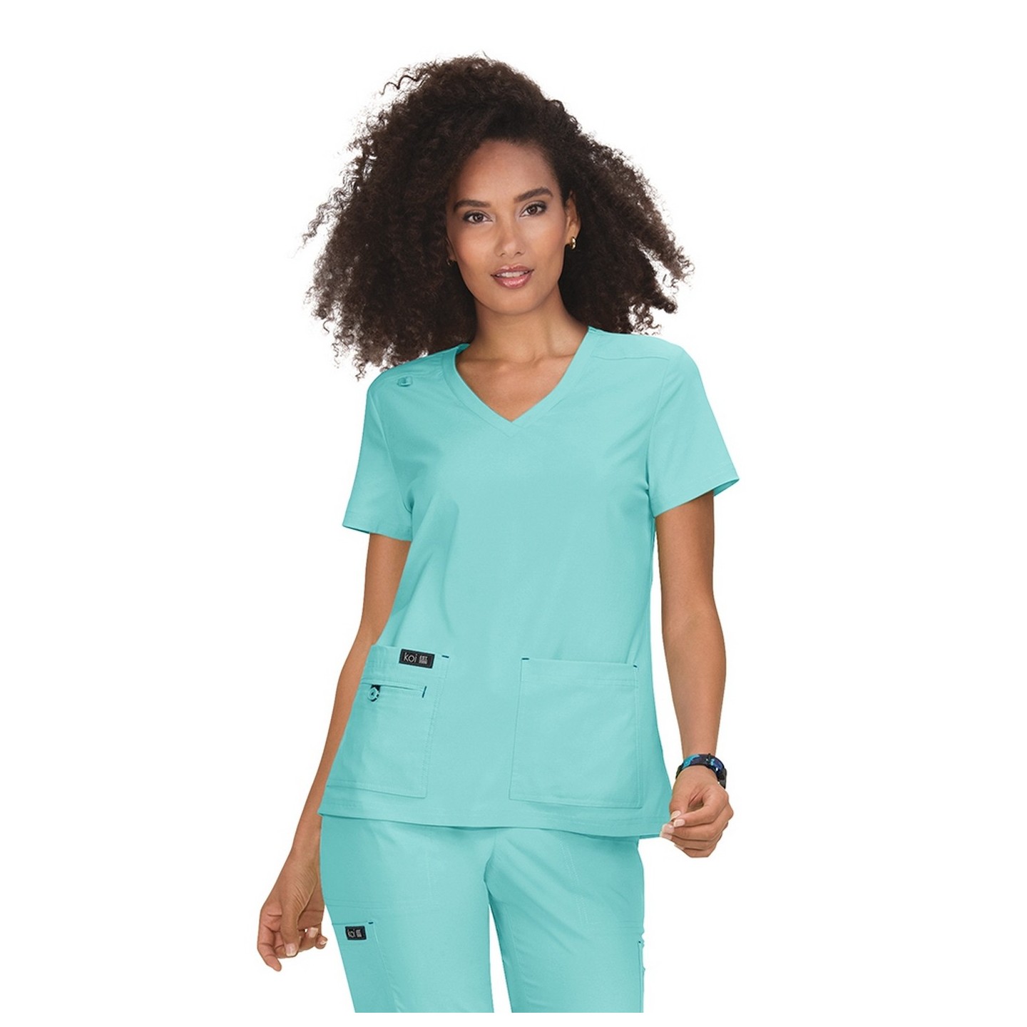 373 koi Basics Becca 4 Pocket V-Neck Top