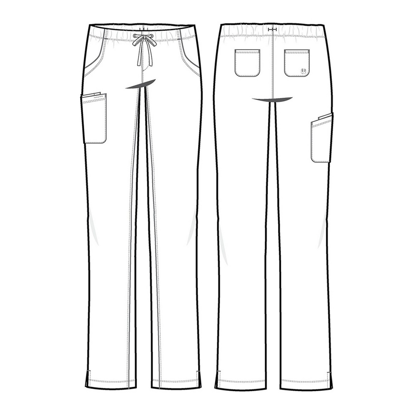 9560P Petite Rebecca HH Works 6 Pocket Drawstring Waist Straight Leg Cargo Scrub Pants - Inseams: 29 1/2"