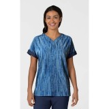 6167 Wink Oversize Notch-Neck Print Top - Shibori Navy