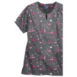 Z16213 Zoe + Chloe Notch Neck Print Scrub Tops - Let's Roll