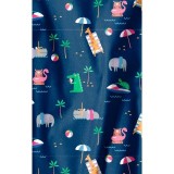 Z12213 Zoe + Chloe Curved V-neck Print Scrub Top - Safari Splash