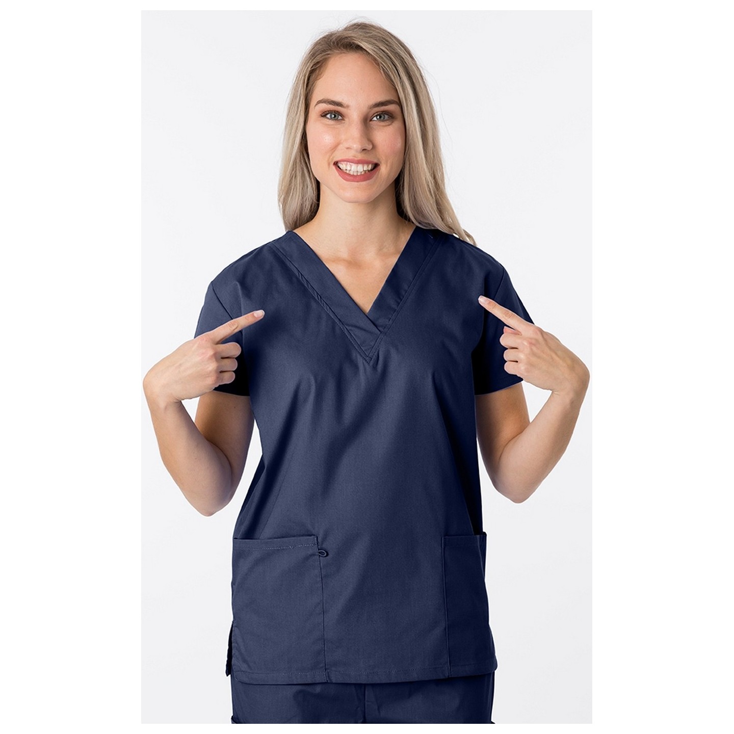 1000 Classix Unisex 3 Pocket Scrub Top by Greentown (Women's View)