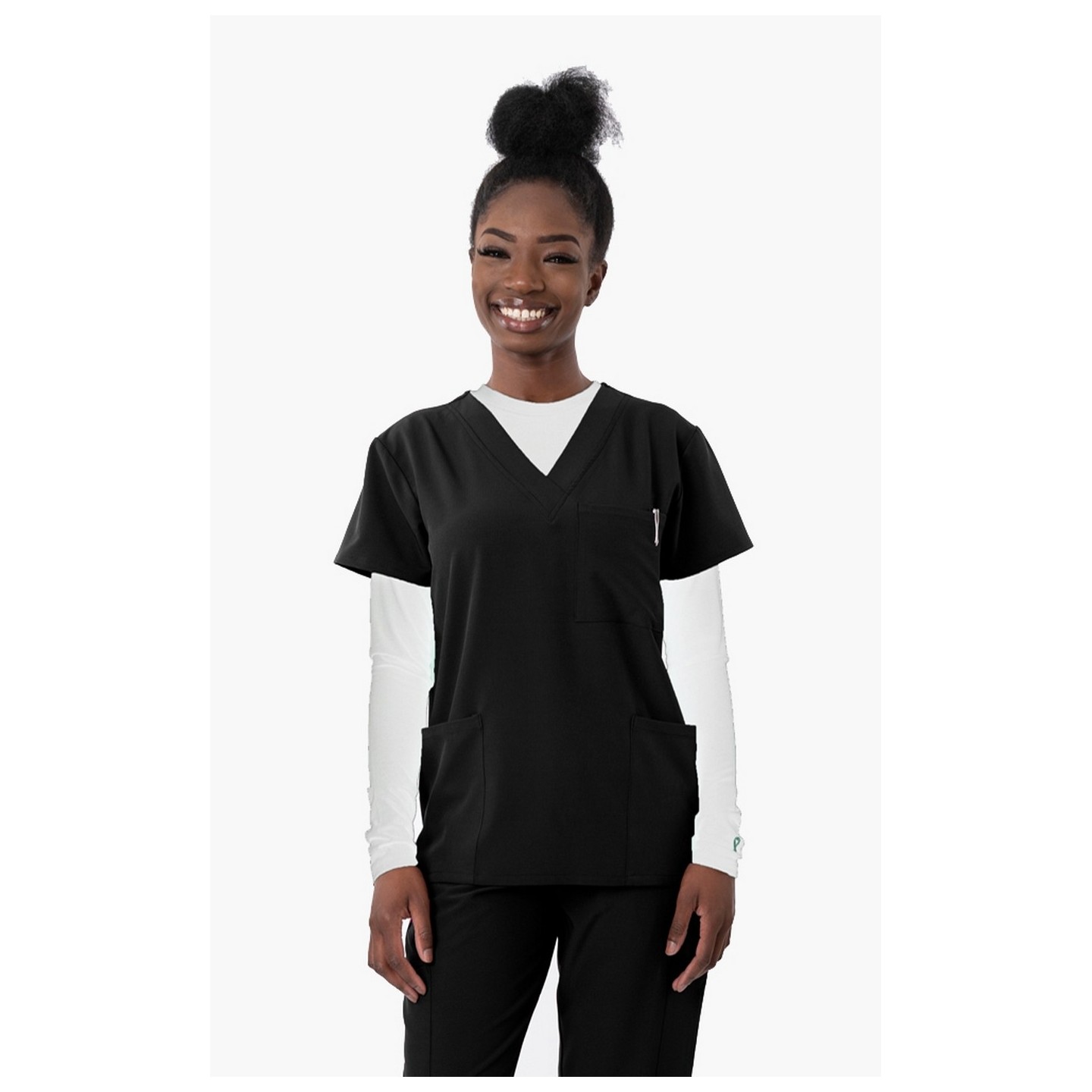 1202 4Flex Unisex V-Neck Scrub Top by Greentown (Women's View)