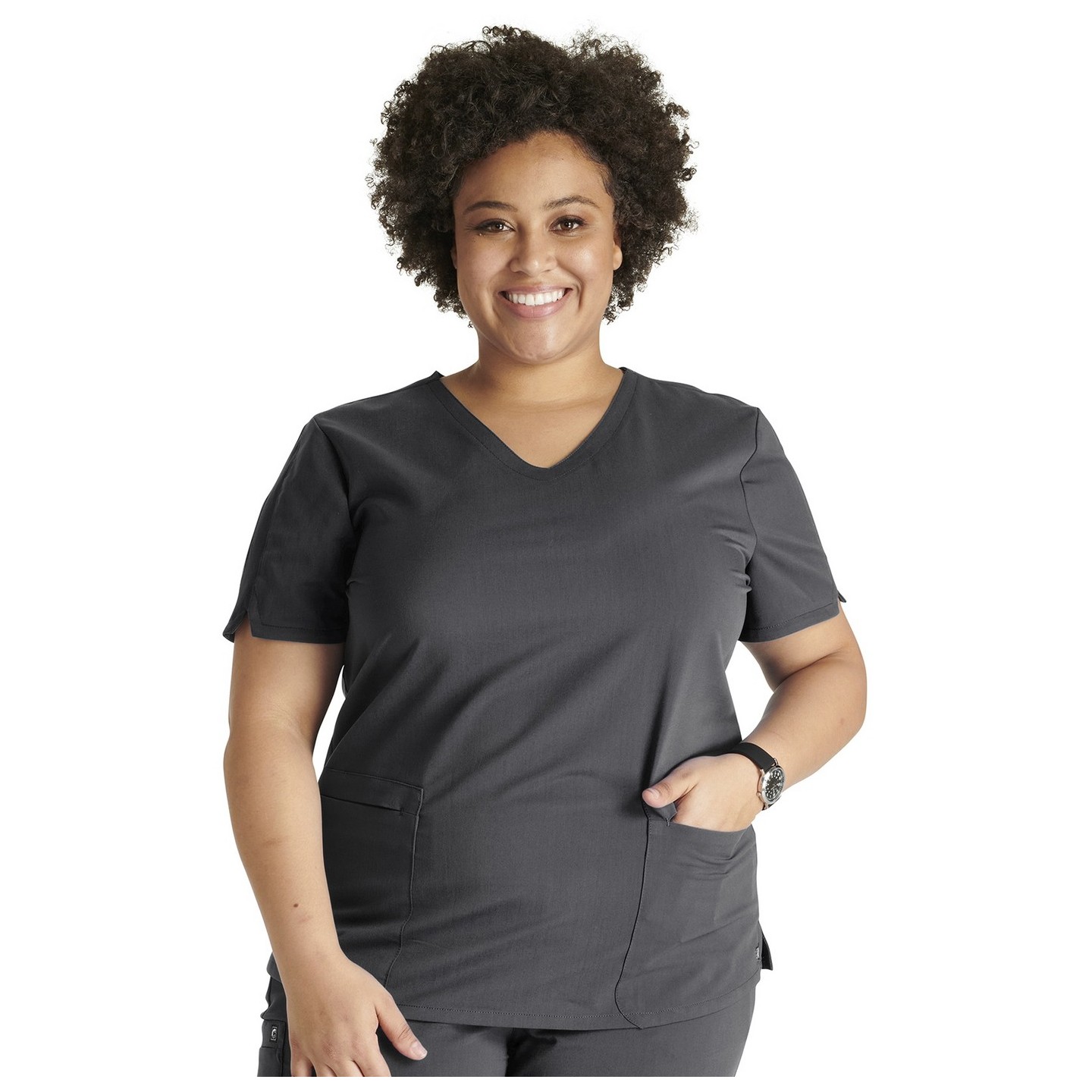 CK837A Atmos Contemporary V-Neck Top with 2 Pockets by Cherokee