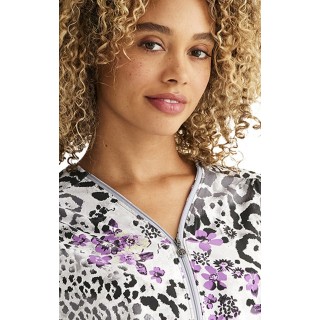 HH904 Purple Label Kelly Zip Front Print Top by Healing Hands - Wild & Beautiful