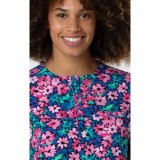 6067 WonderWink Round Neck Tuck-In Print Top - Ocean Glow