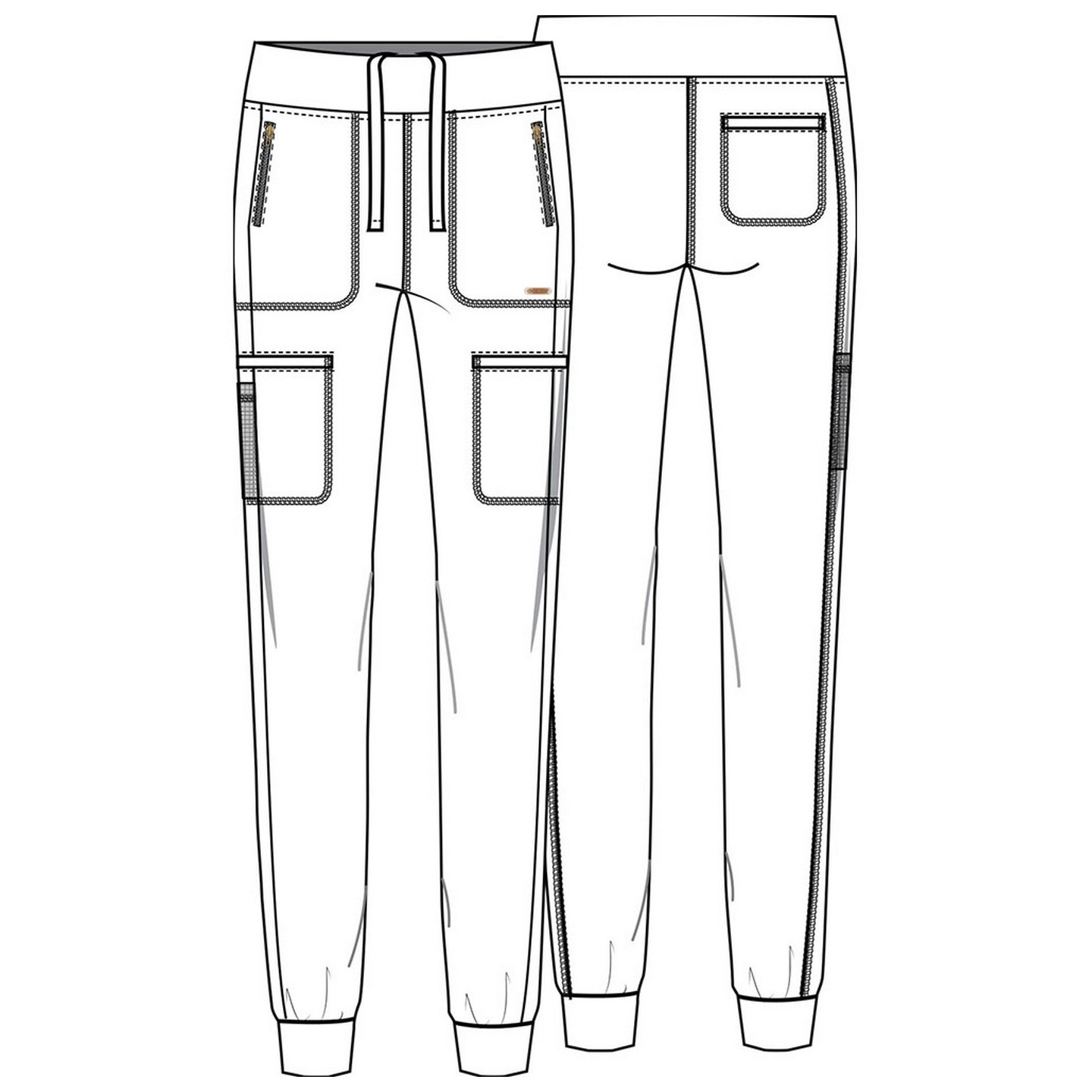 CK092  Elastic Waist Tapered Jogger Pant with 6 Pockets from Form by Cherokee