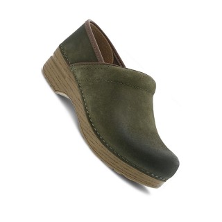 Sabot Professionnel “Green Burnished Nubuck Leather” par Dansko - Pour femmes