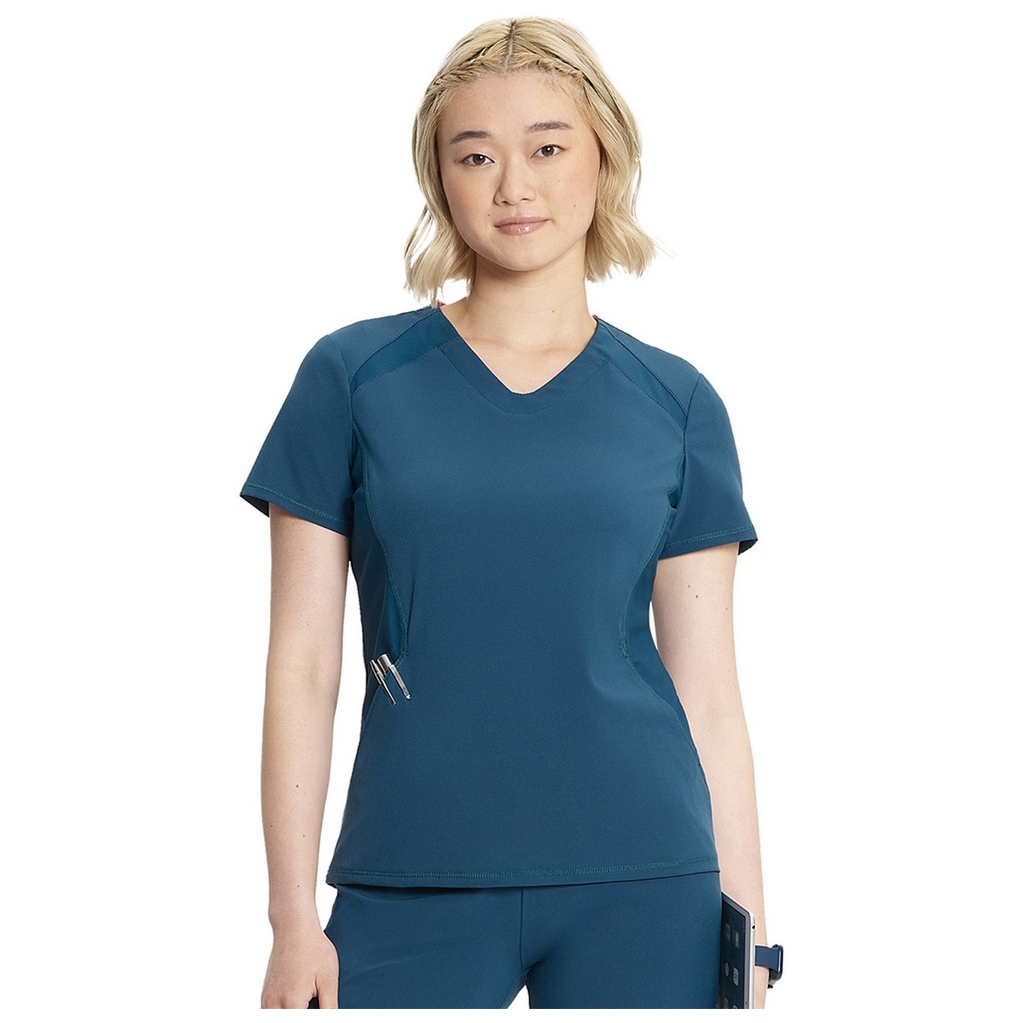 IN620A GNR8 Contemporary V-Neck Top with Kangaroo Pocket by Infinity