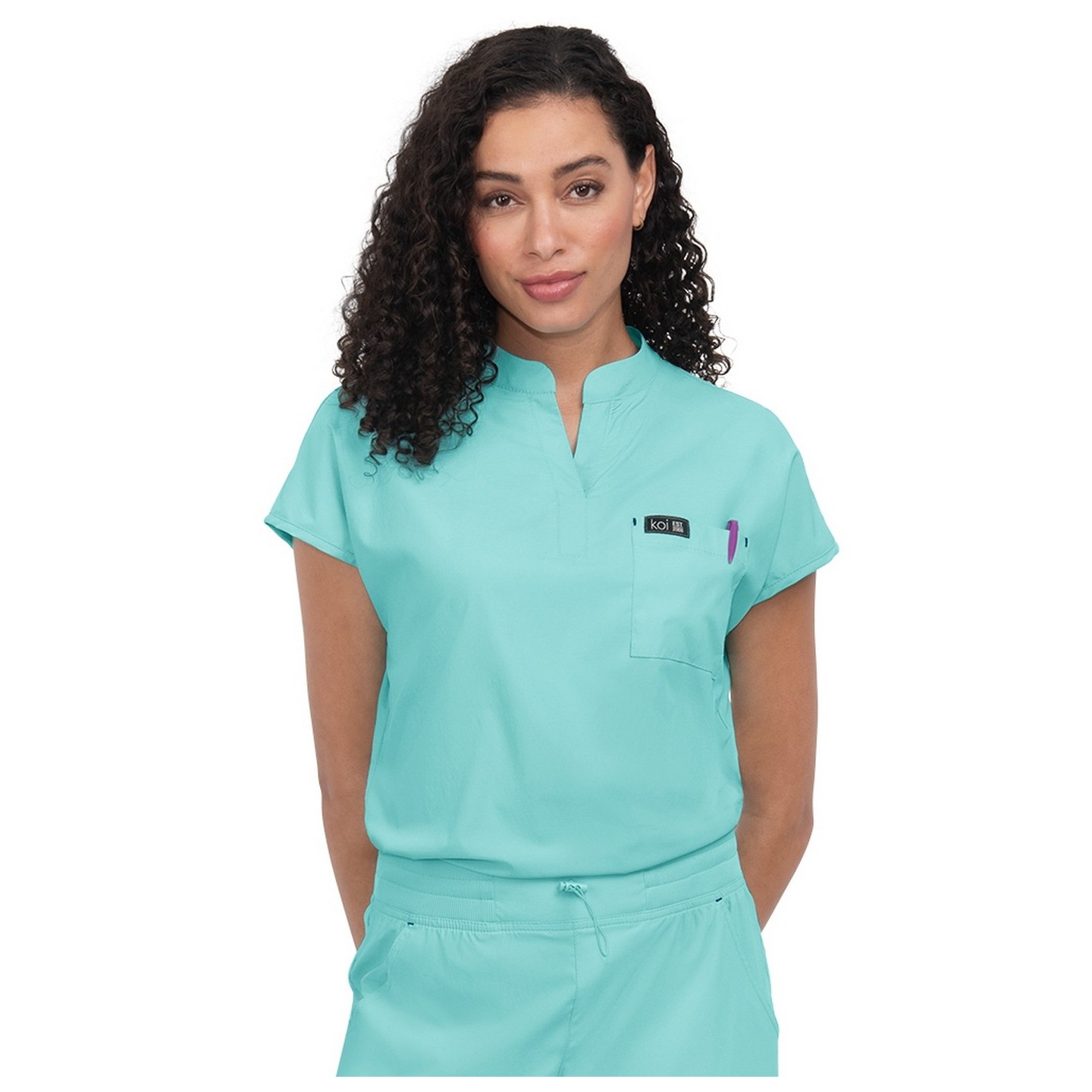 1093 koi Basics Ari Split Neck Top