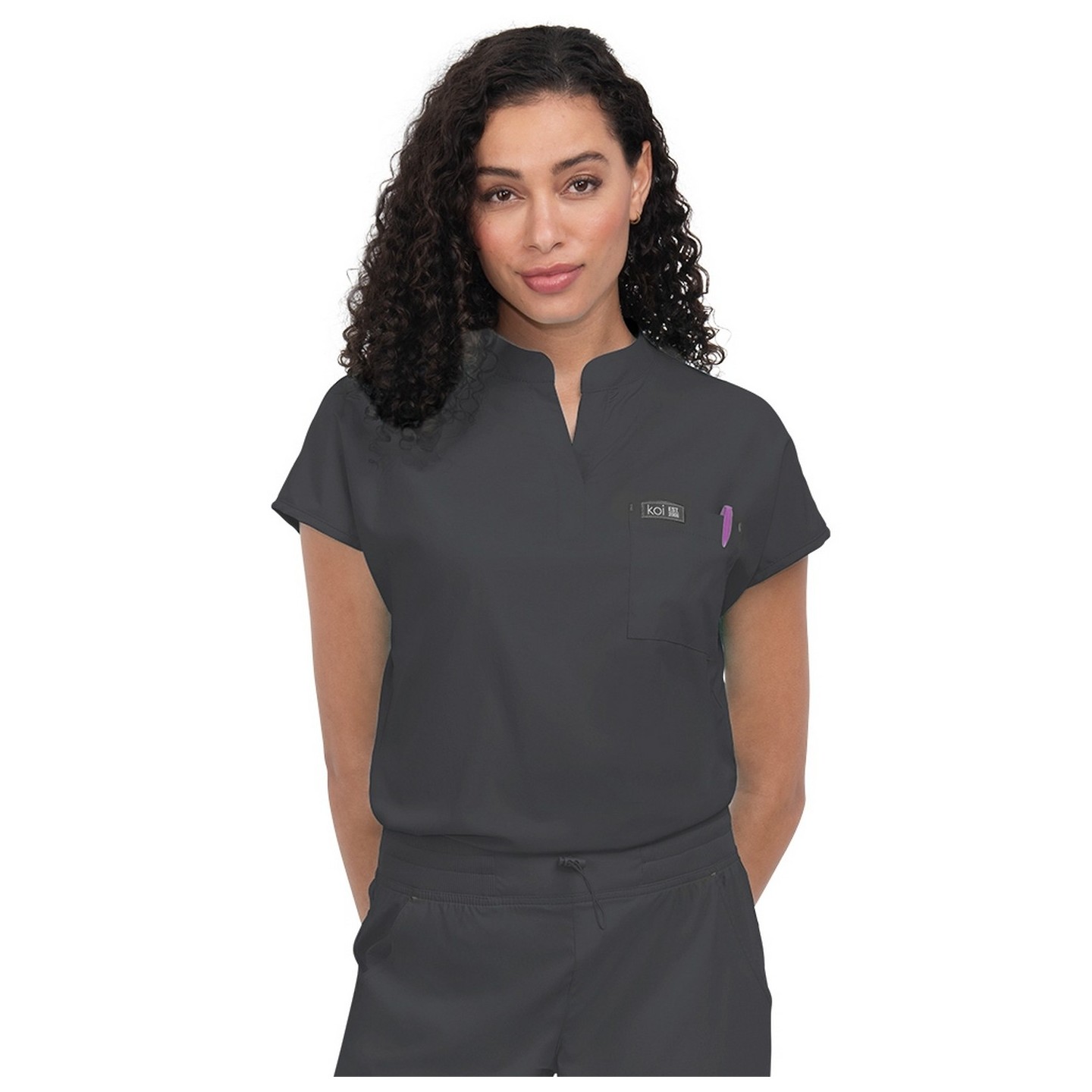 1093 koi Basics Ari Split Neck Top