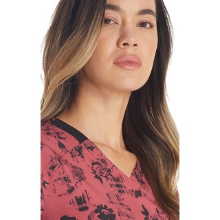 DK876 Dickies Fitted Print Top - Grunge N Roses