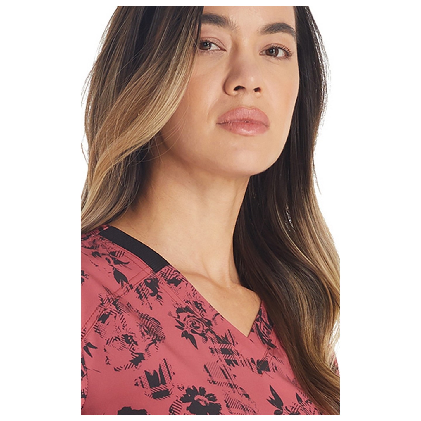 DK876 Dickies Fitted Print Top - Grunge N Roses