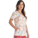 DK881 Contemporary Rounded V-Neck Print Top by Dickies - Mineral Swirl