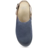 Merrin Blue Burnished Suede Strap Back Stapled Mule for Women by Dansko 